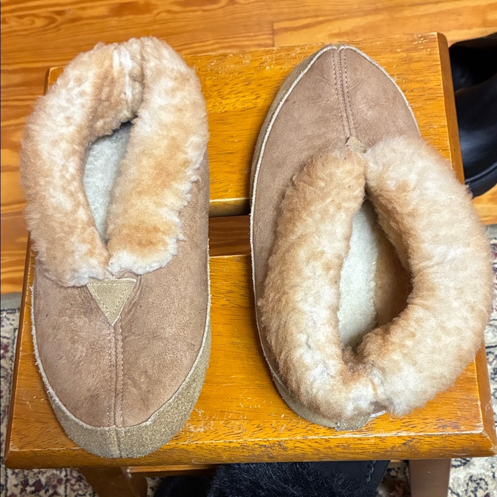 Cozy Tan Women's Slippers real fur warm slippers